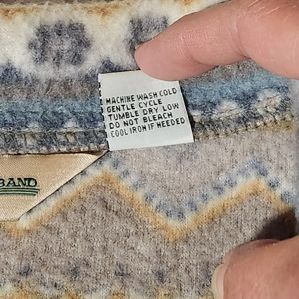 Vtg Haband Fleece Jacket Womens Sz Large Aztec Full Zip Southwest Pockets Warm - Picture 9 of 10